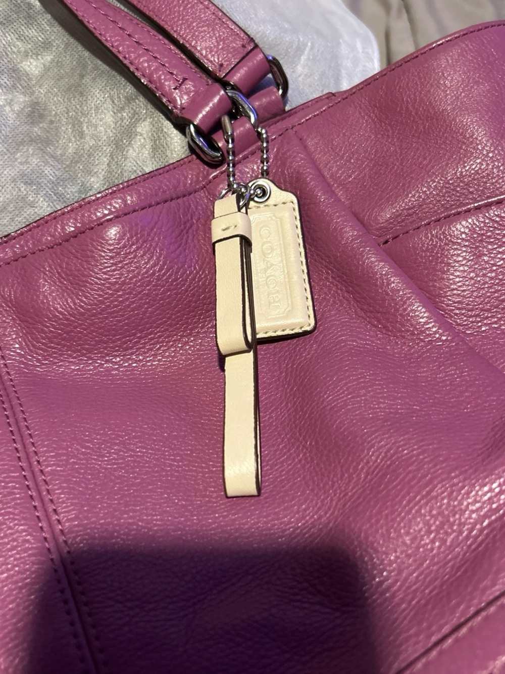 Coach Plum Purple Leather Shoulder Tote - Picture 4 of 6